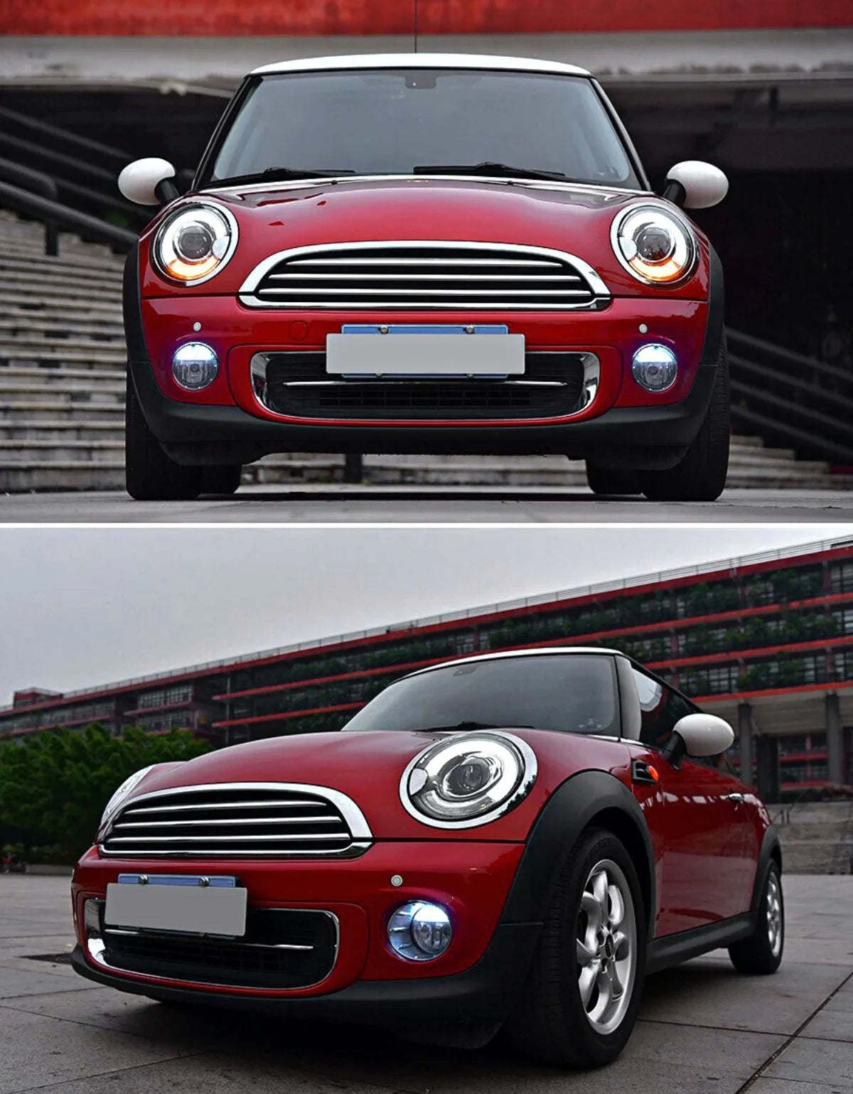 Mini R56 R57 2006-2014 Fari Anteriori Luci Diurne LED Nero - autorivallo