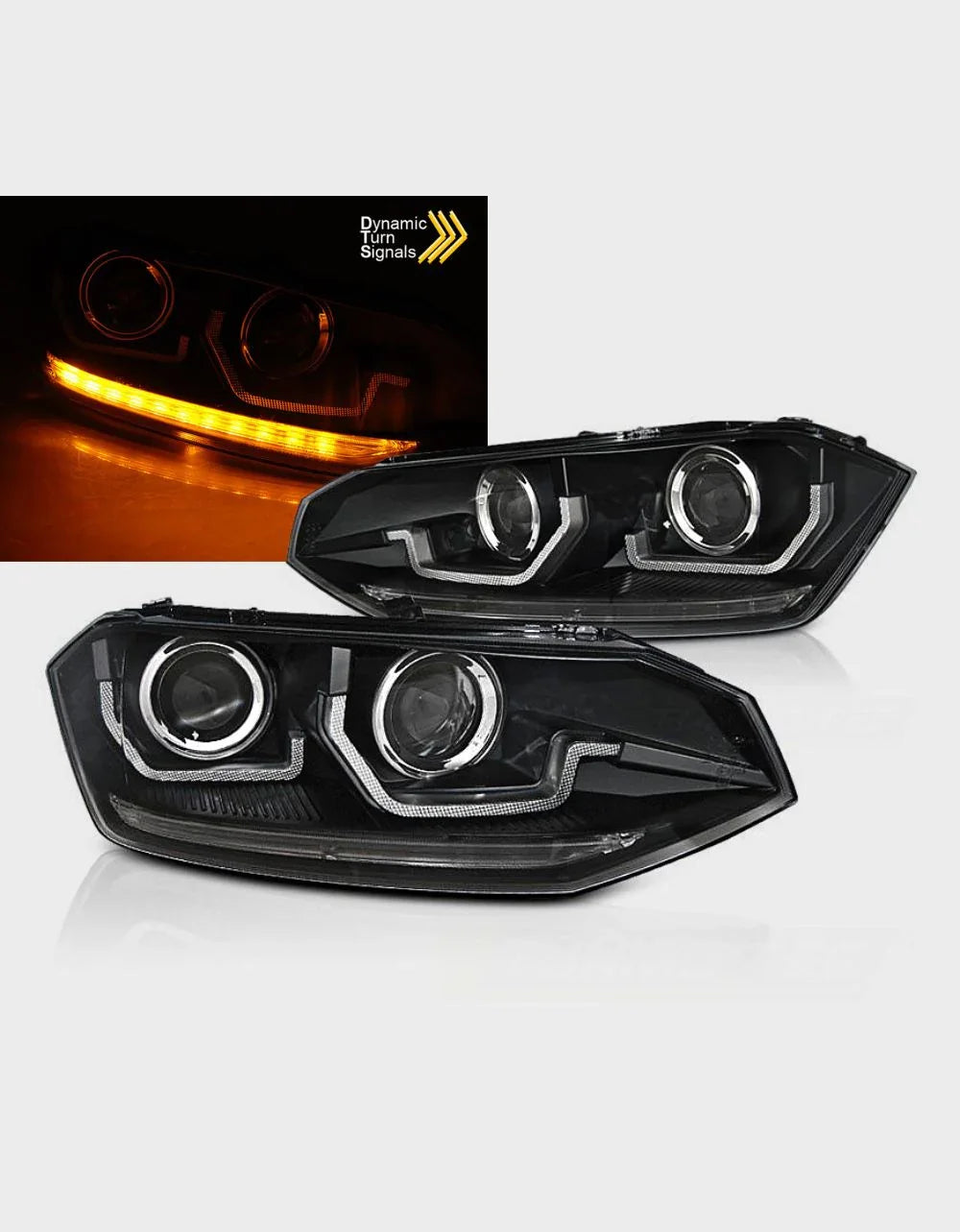 VW Polo AW 2017-2021 Fari Anteriori Luci Diurne a LED Nero - autorivallo