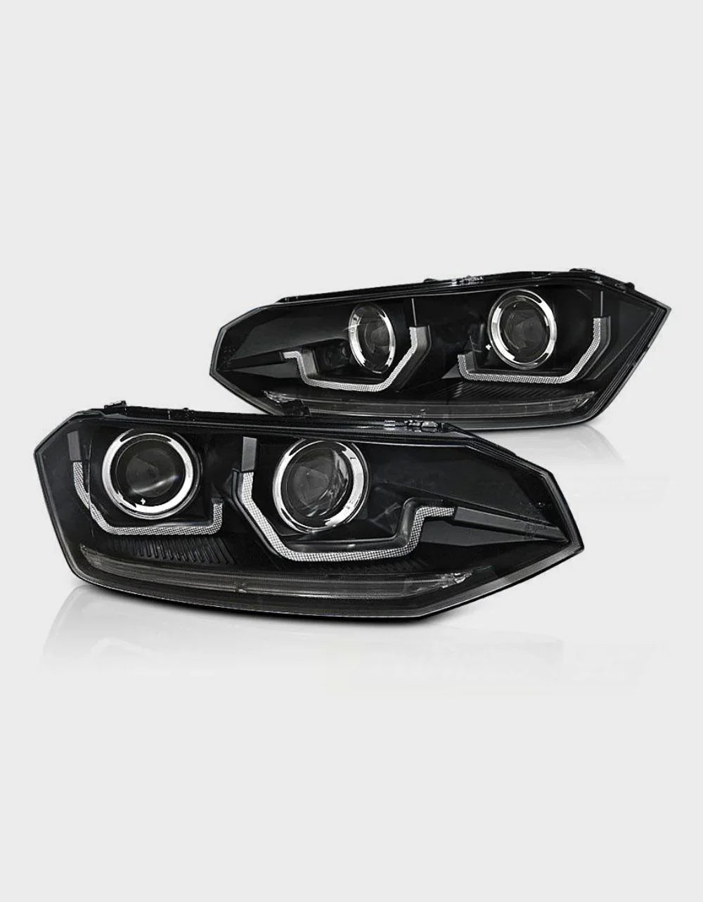 VW Polo AW 2017-2021 Fari Anteriori Luci Diurne a LED Nero - autorivallo