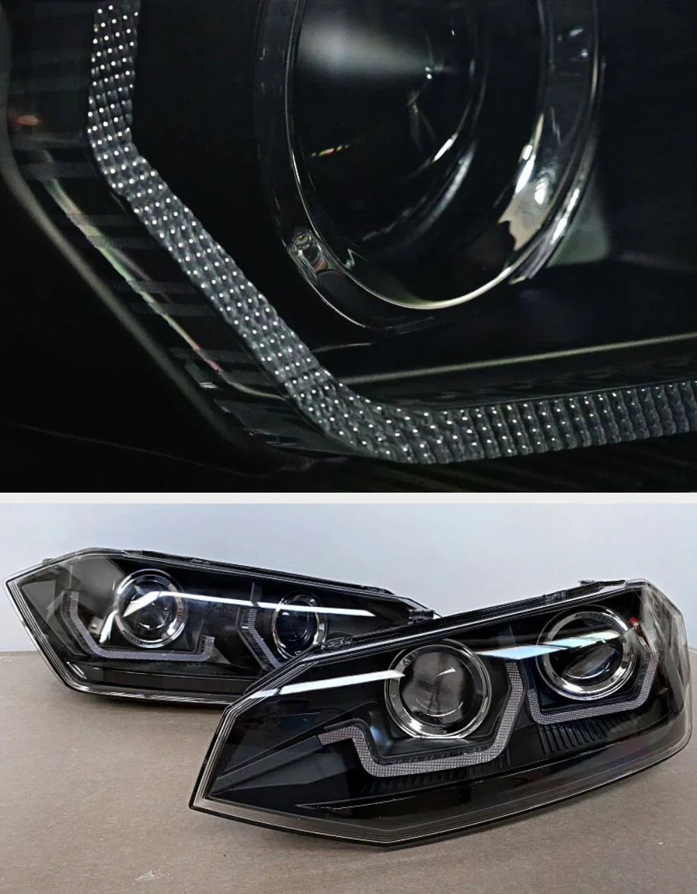 VW Polo AW 2017-2021 Fari Anteriori Luci Diurne a LED Nero - autorivallo