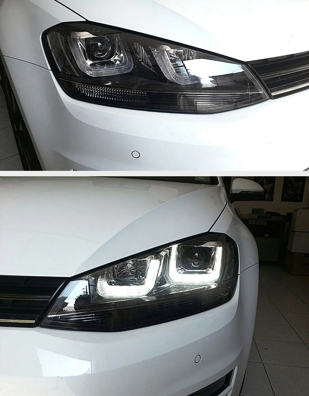 VW Golf 7 2012-2017 Fari Anteriori Nero Luci Diurne LED - autorivallo