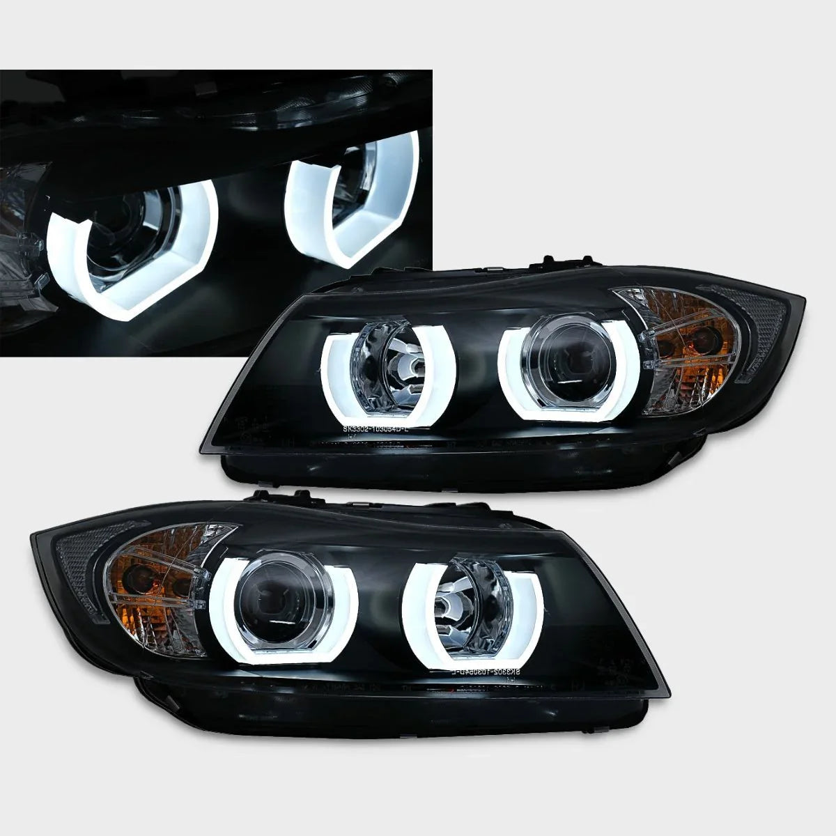 BMW 3 E90 E91 05-08 Fari Anteriori Xenon Angel Eyes 3D U-LED – autorivallo