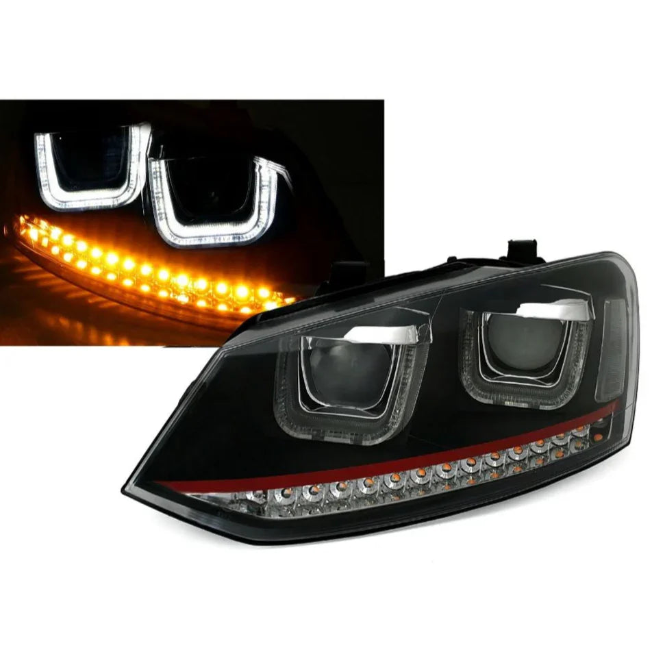 VW Polo 6R 6C 2009-2017 Fari Anteriori Luci Diurne LED GTI Look - autorivallo