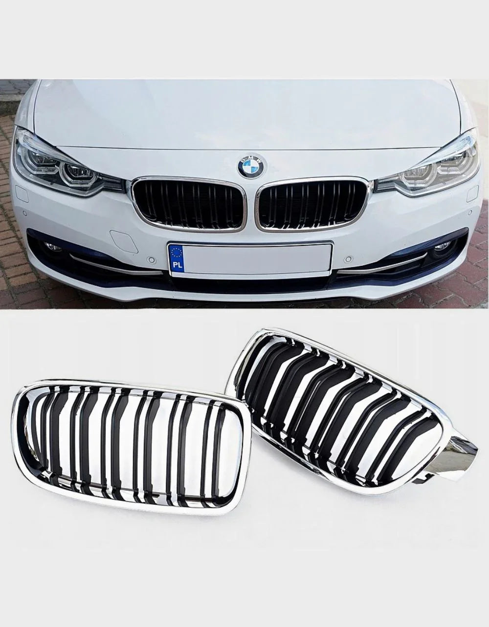 BMW Serie 3 F30 F31 2015-2019 Griglie Doppia Striscia M Sport - autorivallo