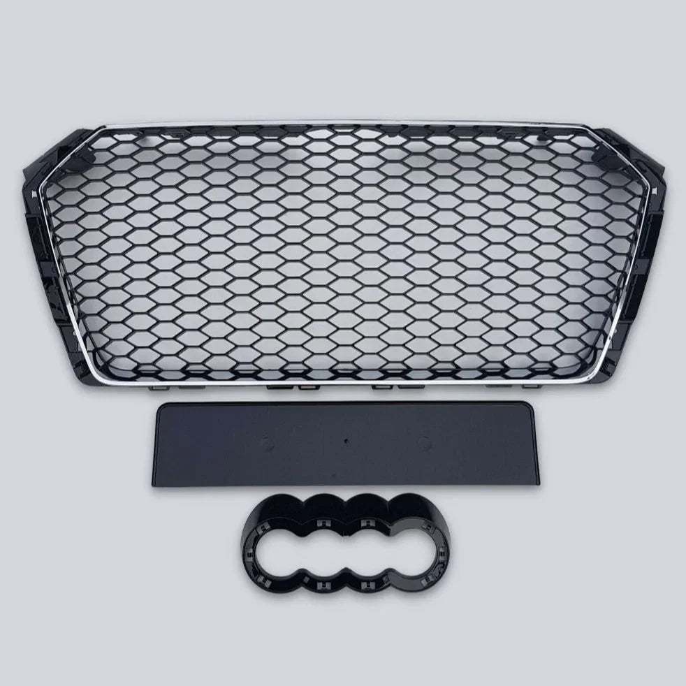 Audi A4 B9 2015-2019 Griglia Radiatore RS4 Look Nero Cromato - autorivallo