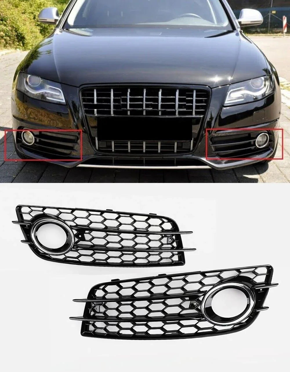 Audi A4 B8 S-Line 2007-2011 Griglie Fendinebbia RS4 Look - autorivallo