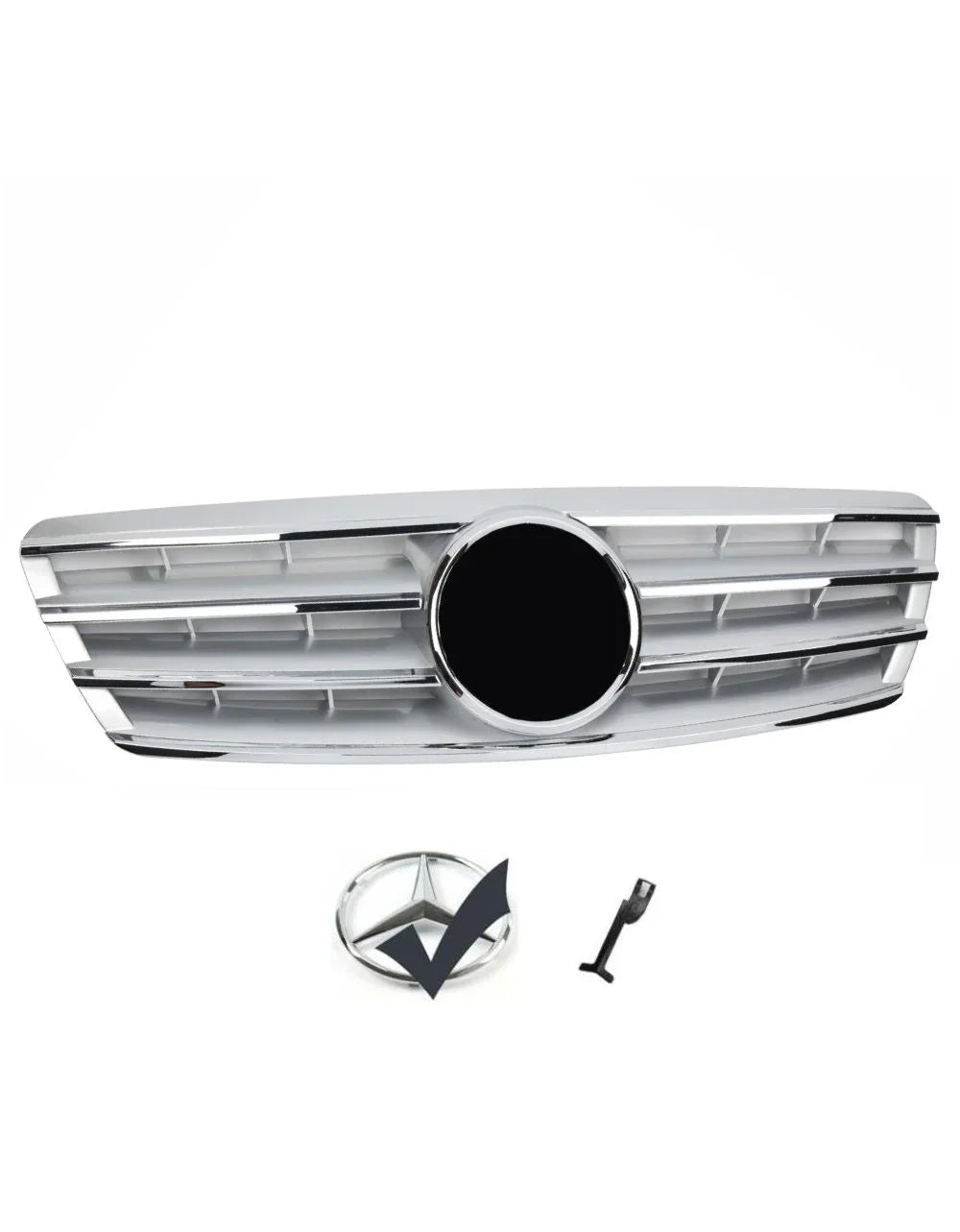 Mercedes C W203 00-07 Griglia Radiatore Argento Cromato AMG - autorivallo