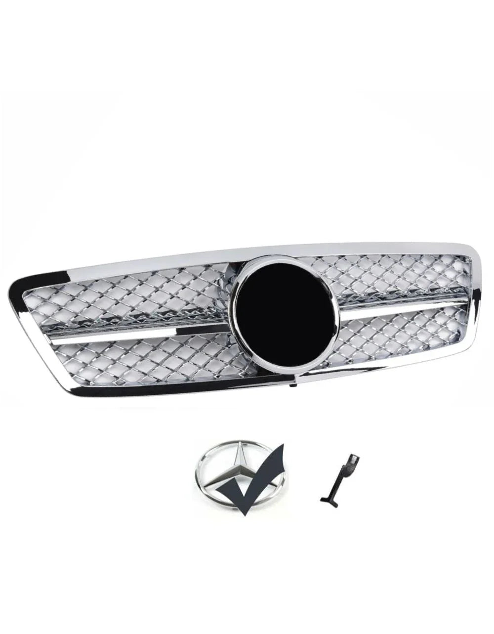 Mercedes C W203 Griglia Anteriore A Nido D'APE Cromata AMG - autorivallo