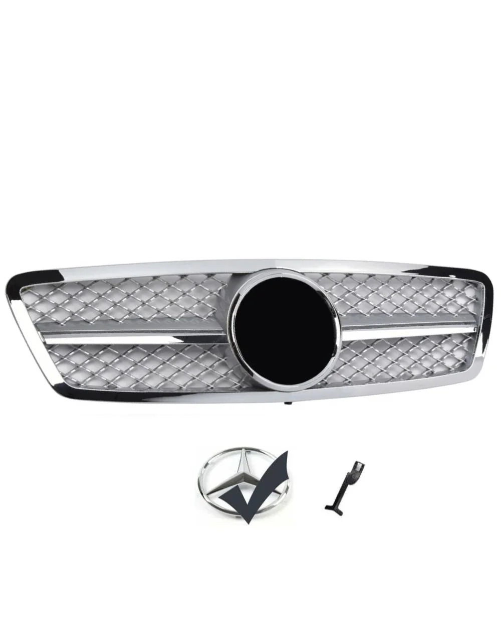 Mercedes C W203 00-07 Griglia Radiatore Nero Argento Look AMG - autorivallo