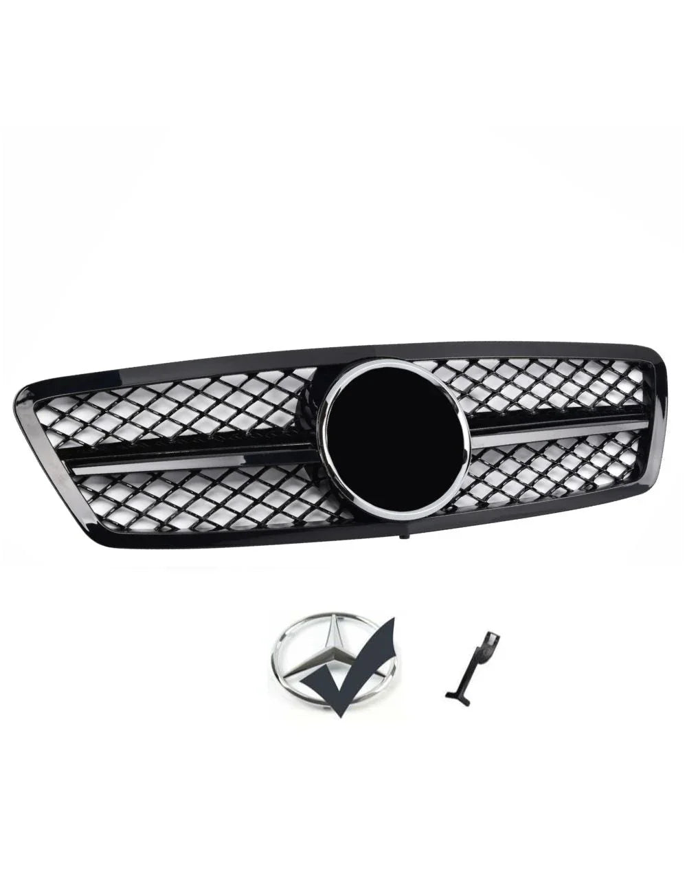 Mercedes C W203 Griglia Radiatore Nero Lucido Nido d'ape AMG - autorivallo