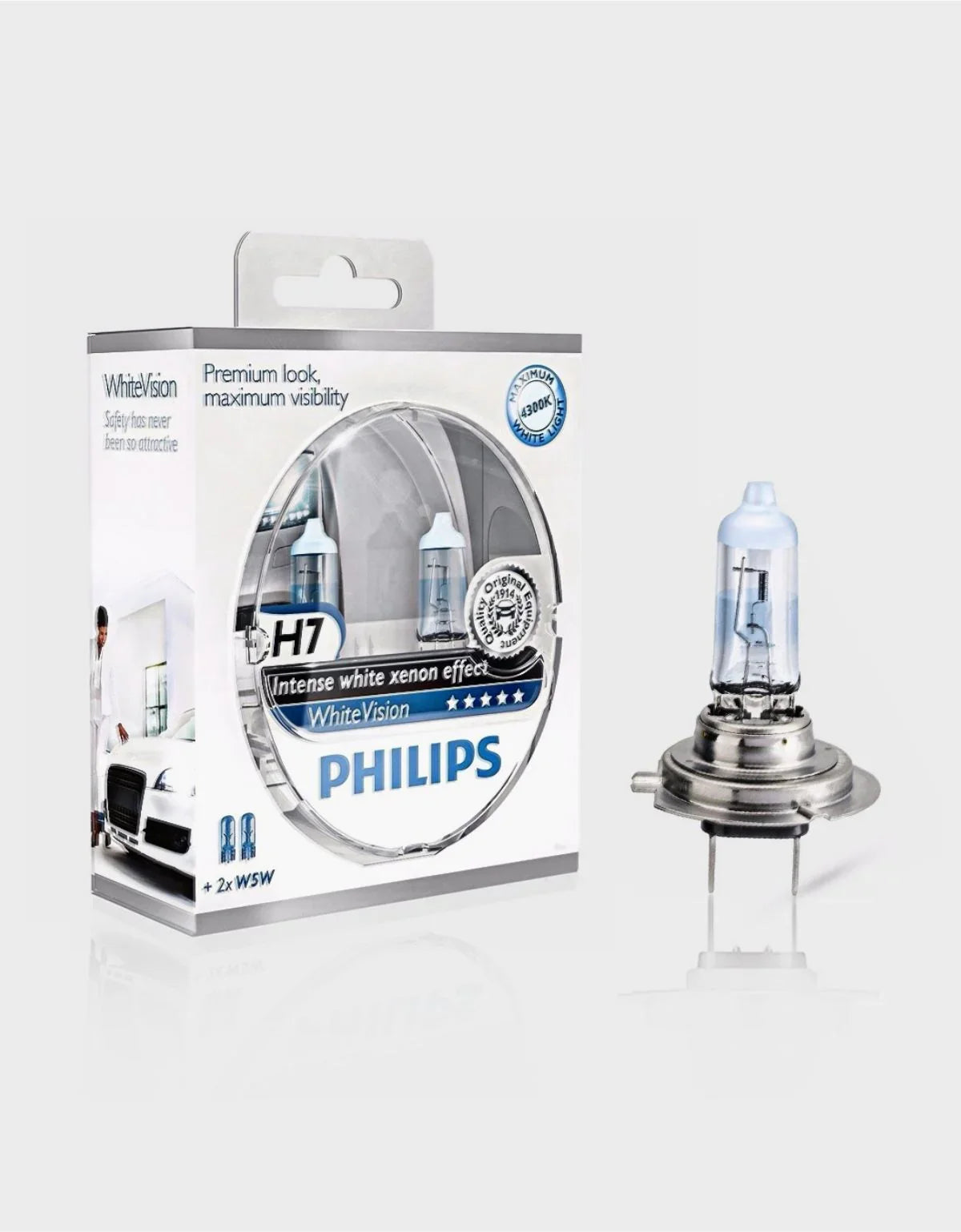 H7 Philips 4300K Effetto Bianco 1500lm 55W + W5W Xenon - autorivallo