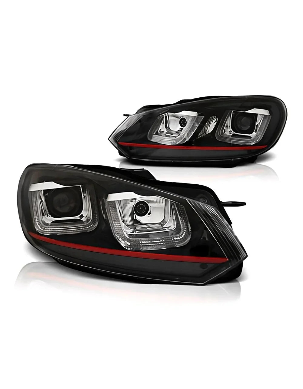 VW Golf 6 2008-2012 Fari Anteriori Luci Diurne U-LED GTI Look - autorivallo