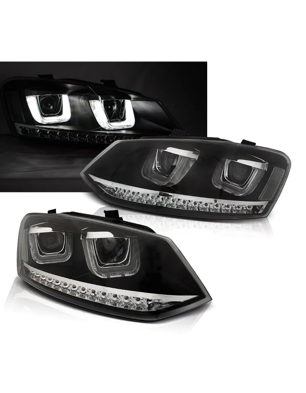 VW Polo 6R 6C 2009-2017 Fari Anteriori Luci Diurne LED R-Line - autorivallo