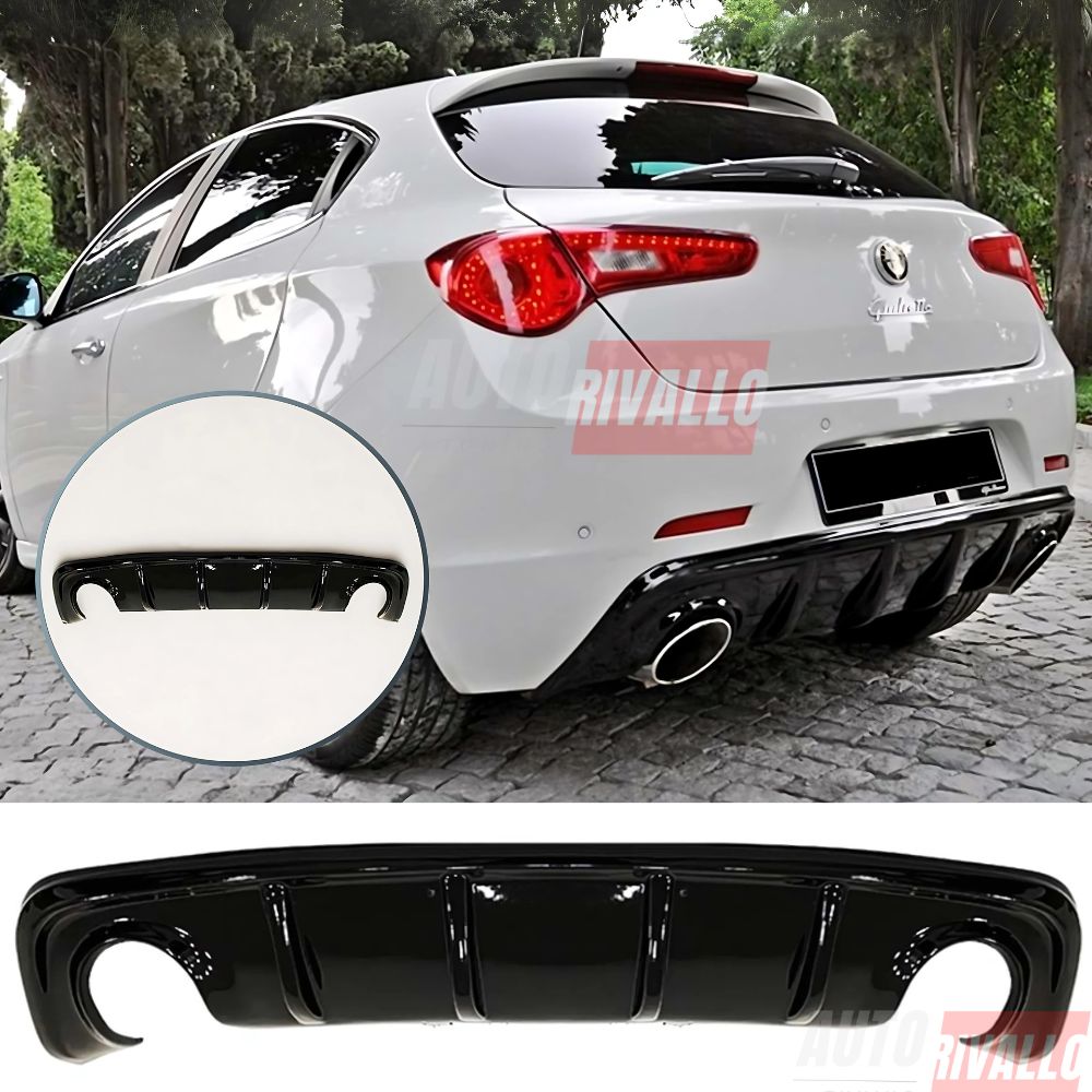 Alfa Giulietta 2010-2020 Diffusore Posteriore Sotto Paraurti Nero Lucido (Scarico L+R)