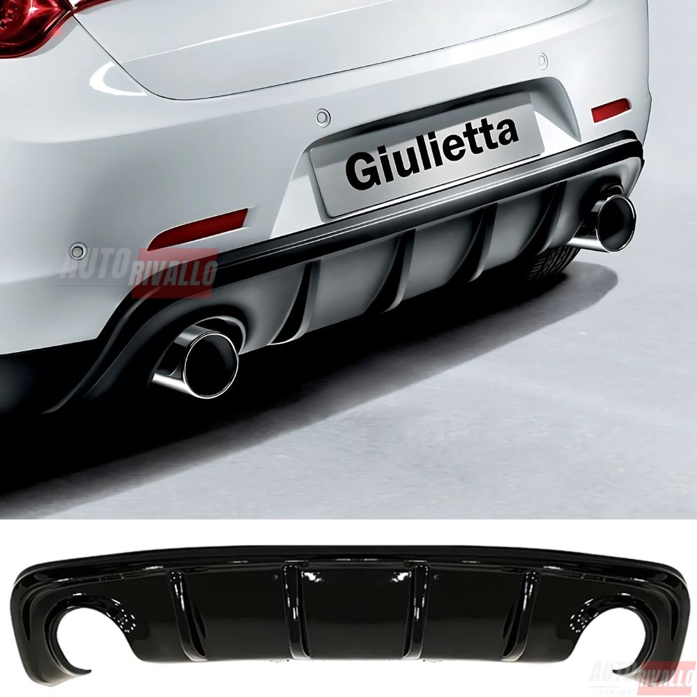 Alfa Giulietta 2010-2020 Diffusore Posteriore Sotto Paraurti Nero Lucido (Scarico L+R)