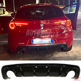 Alfa Giulietta 2010-2020 Diffusore Posteriore Sotto Paraurti Nero Lucido (Scarico L+R)