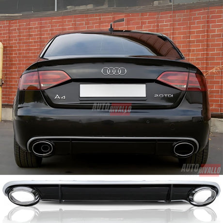 Audi A4 B8 2007-2011 Diffusore Posteriore RS4 Look Nero Lucido  - Argento