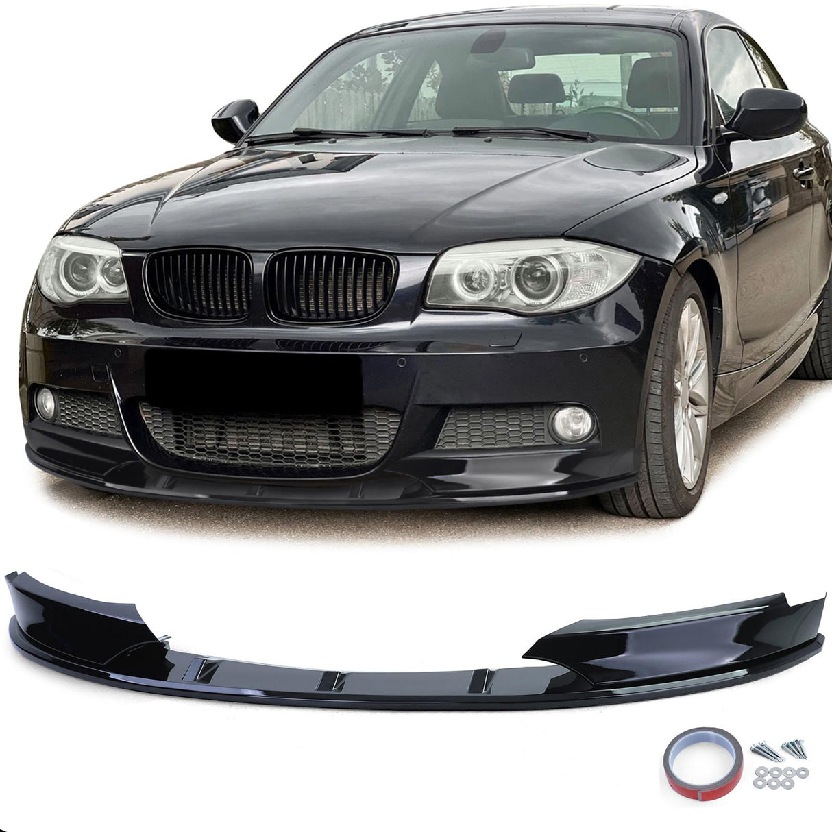BMW Serie 1 E82 E88 2011–2013 Spoiler Anteriore Nero Lucido