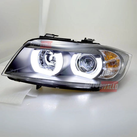 BMW Serie 3 E90 E91 05-08 Fari Anteriori Angel Eyes 3D U-LED