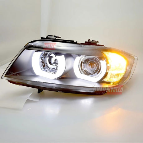 BMW Serie 3 E90 E91 05-08 Fari Anteriori Angel Eyes 3D U-LED