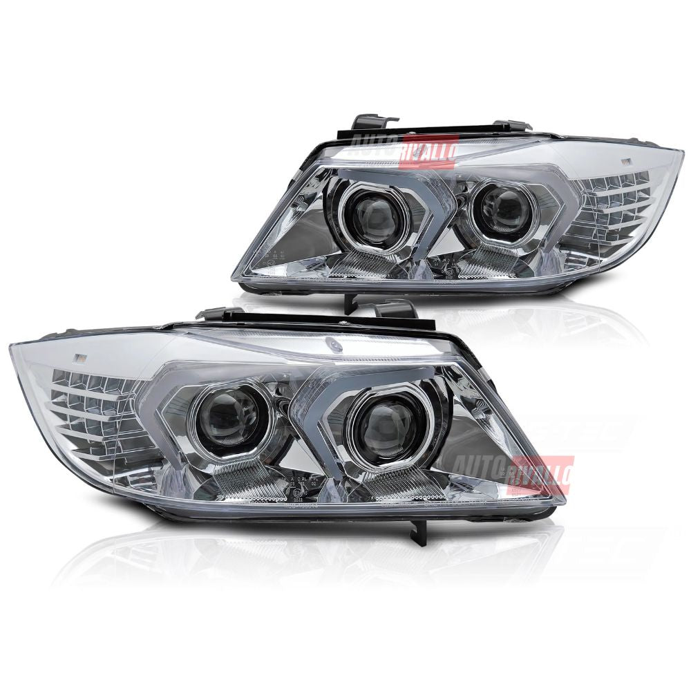 BMW Serie 3 E90 E91 2005-2008 Fari Anteriori Full LED Cromati