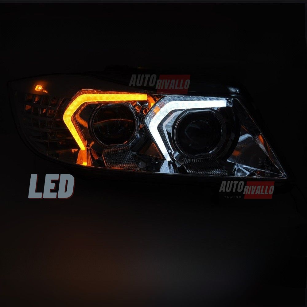 BMW Serie 3 E90 E91 2005-2008 Fari Anteriori Full LED Cromati