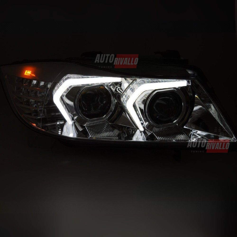 BMW Serie 3 E90 E91 2005-2008 Fari Anteriori Full LED Cromati