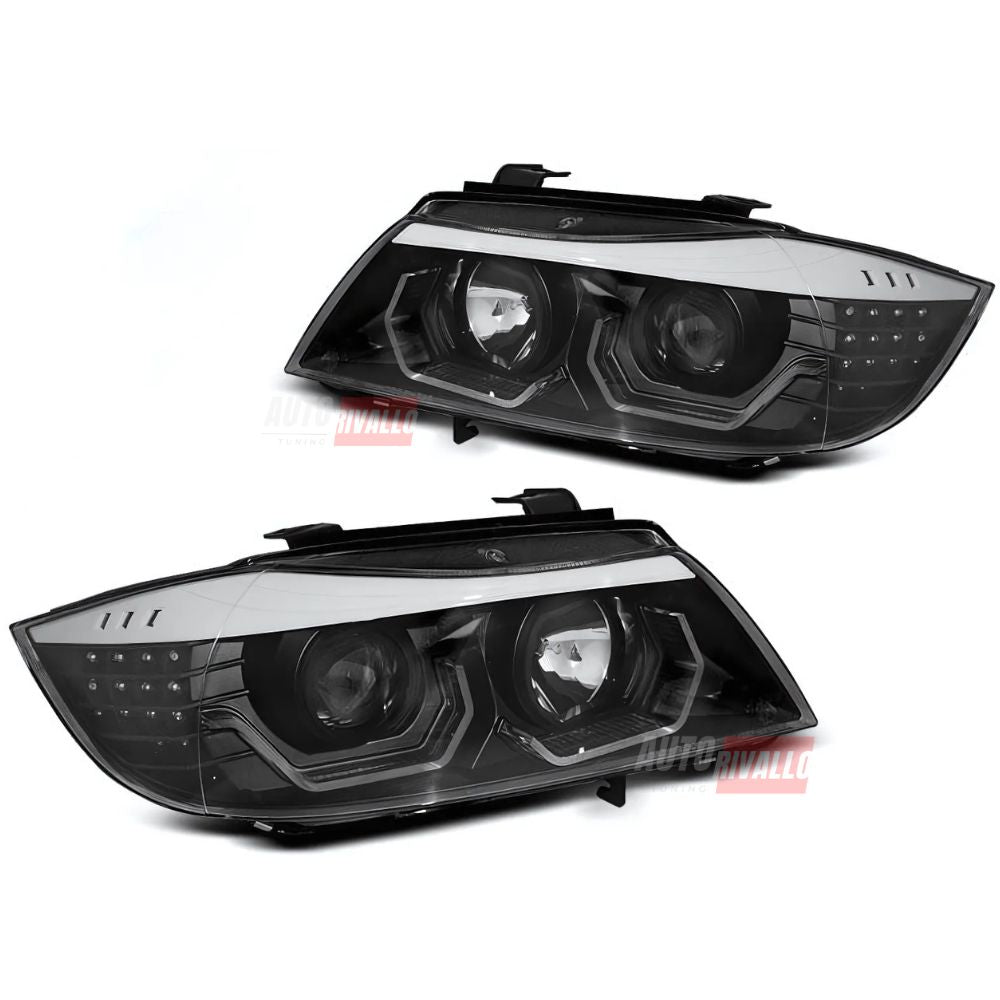 BMW Serie 3 E90 E91 2005-2008 Fari Anteriori LED 3D Neri