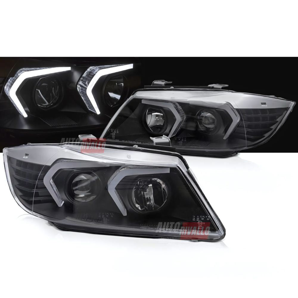 BMW Serie 3 E90 E91 2005-2008 Fari Anteriori a LED Neri