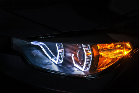 BMW Serie 3 F30 F31 2011-2015 Fari Anteriori LED DRL Angel Eyes Bianchi Bianchi