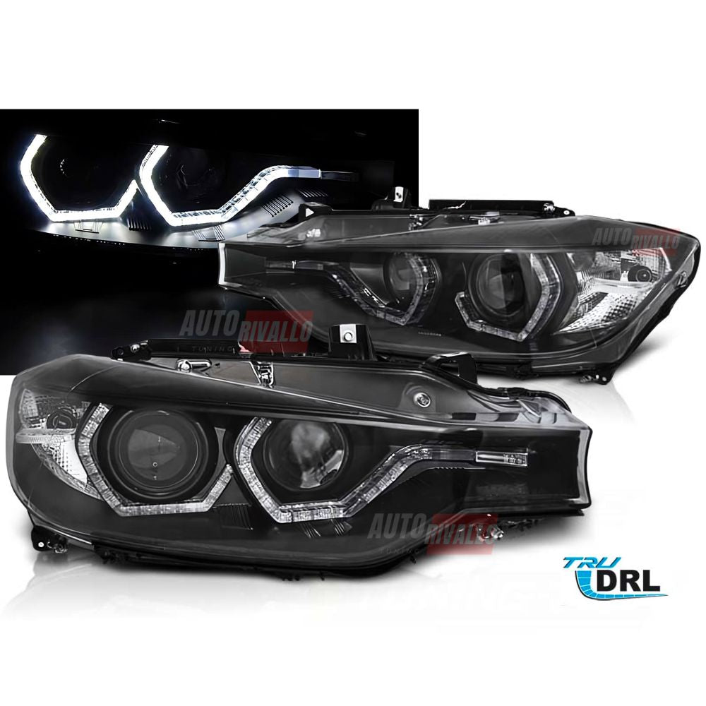 BMW Serie 3 F30 F31 2011-2015 Fari Anteriori Luci Diurne LED Angel Eyes Bianchi
