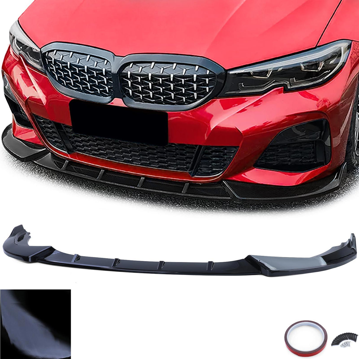 BMW Serie 3 G20 G21 2018–2022 Spoiler Anteriore Nero Lucido
