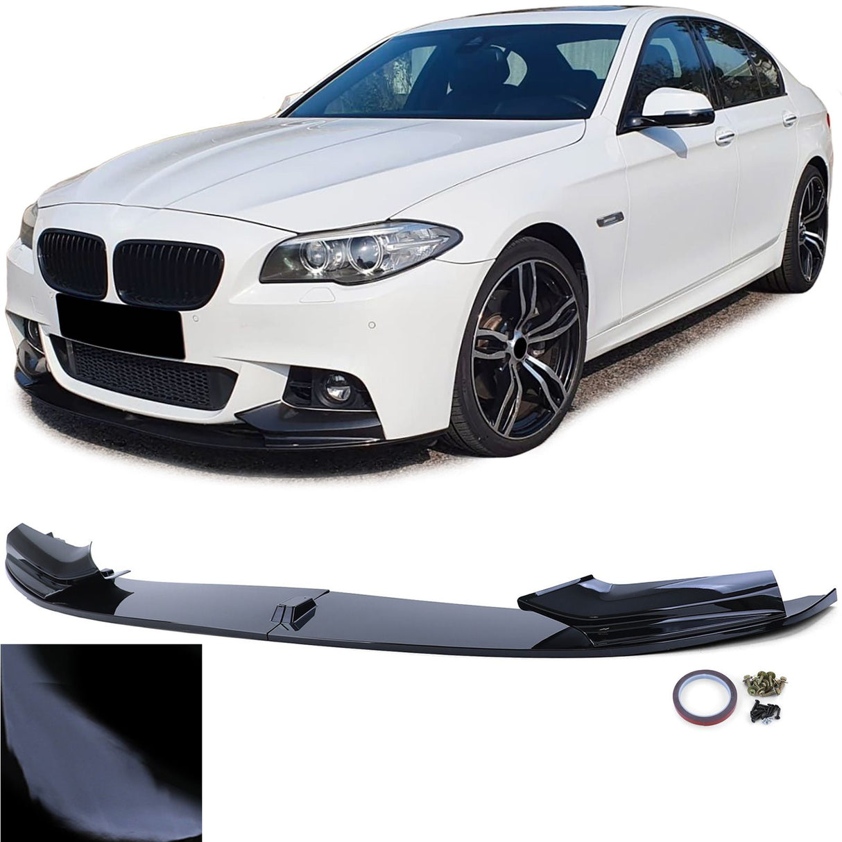 BMW Serie 5 F10 F11 2010–2017 Spoiler Anteriore Nero Lucido