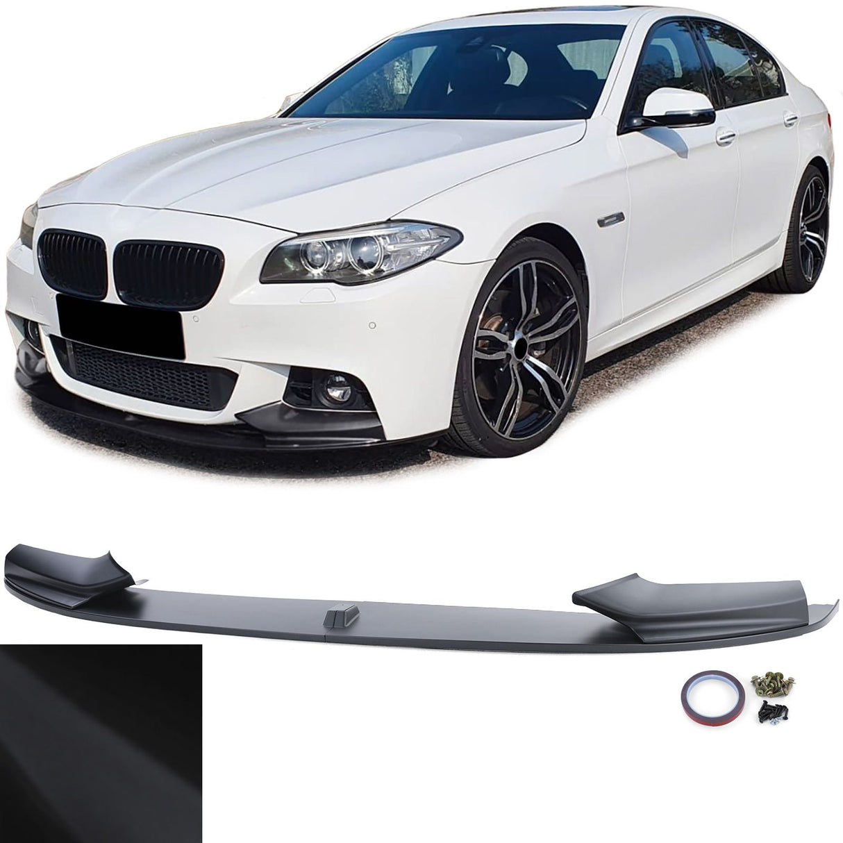 BMW Serie 5 F10 F11 2010–2017 Spoiler Anteriore Nero Opaco