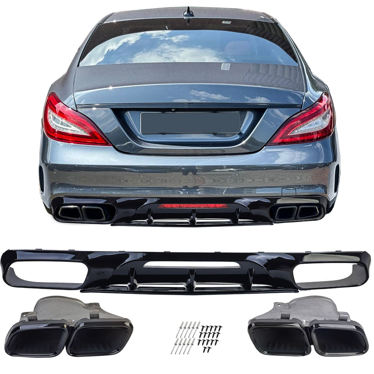 Diffusore AMG Look Nero Lucido per Mercedes CLS C218 2014-2018