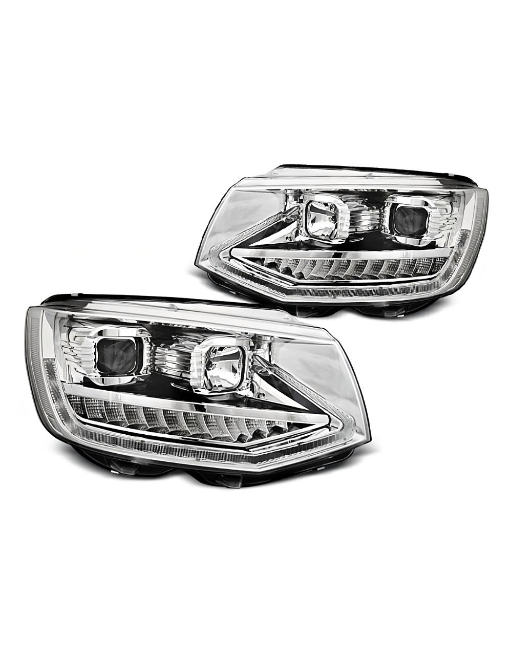 VW T6 2015-2019 Fari Anteriori DRL LED Frecce Dinamiche Cromati