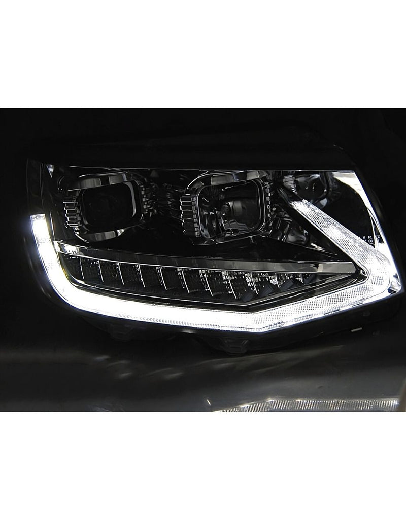 VW T6 2015-2019 Fari Anteriori DRL LED Frecce Dinamiche Cromati