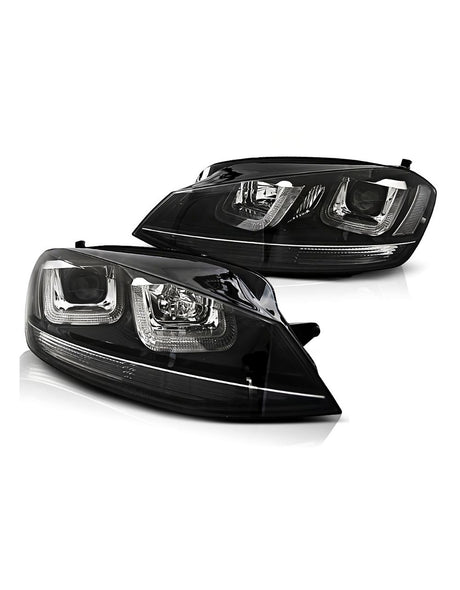 VW Golf 7 2012-2017 Fari Anteriori DRL LED R-Line Look Nero