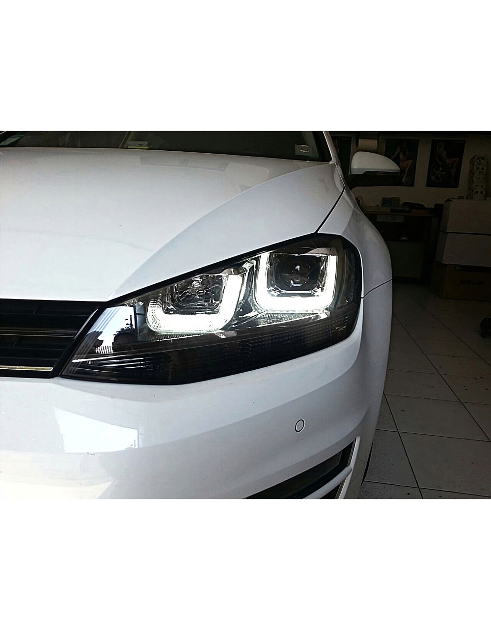 VW Golf 7 2012-2017 Fari Anteriori DRL LED R-Line Look Nero