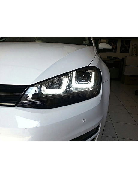 VW Golf 7 2012-2017 Fari Anteriori DRL LED R-Line Look Nero