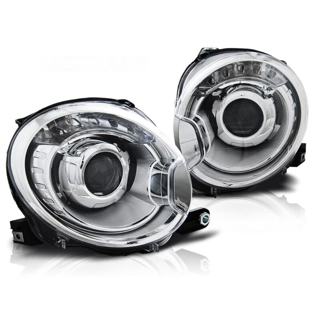 Fiat 500 2007-2016 Fari Anteriori Luci Diurne LED Cromati