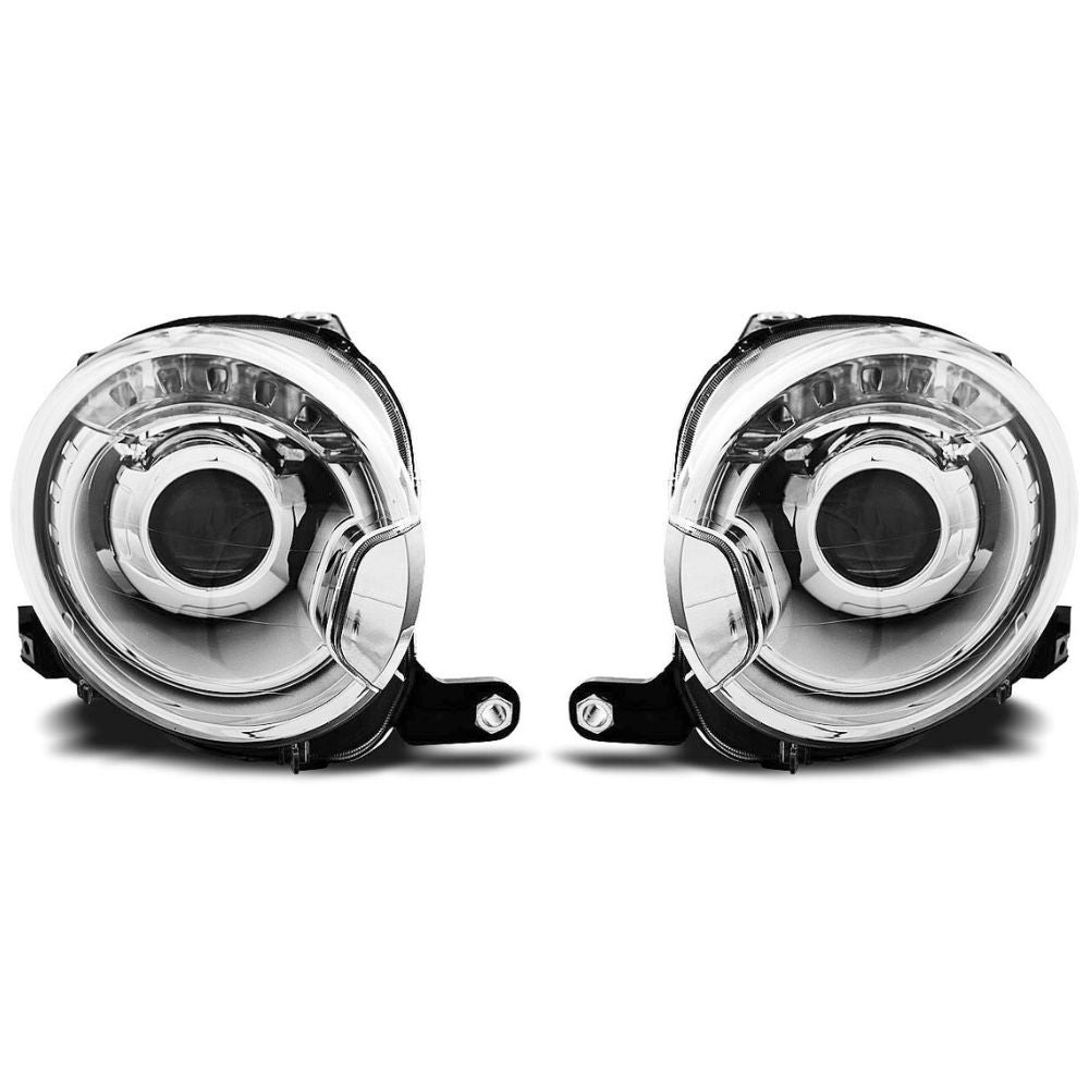 Fiat 500 2007-2016 Fari Anteriori Luci Diurne LED Cromati