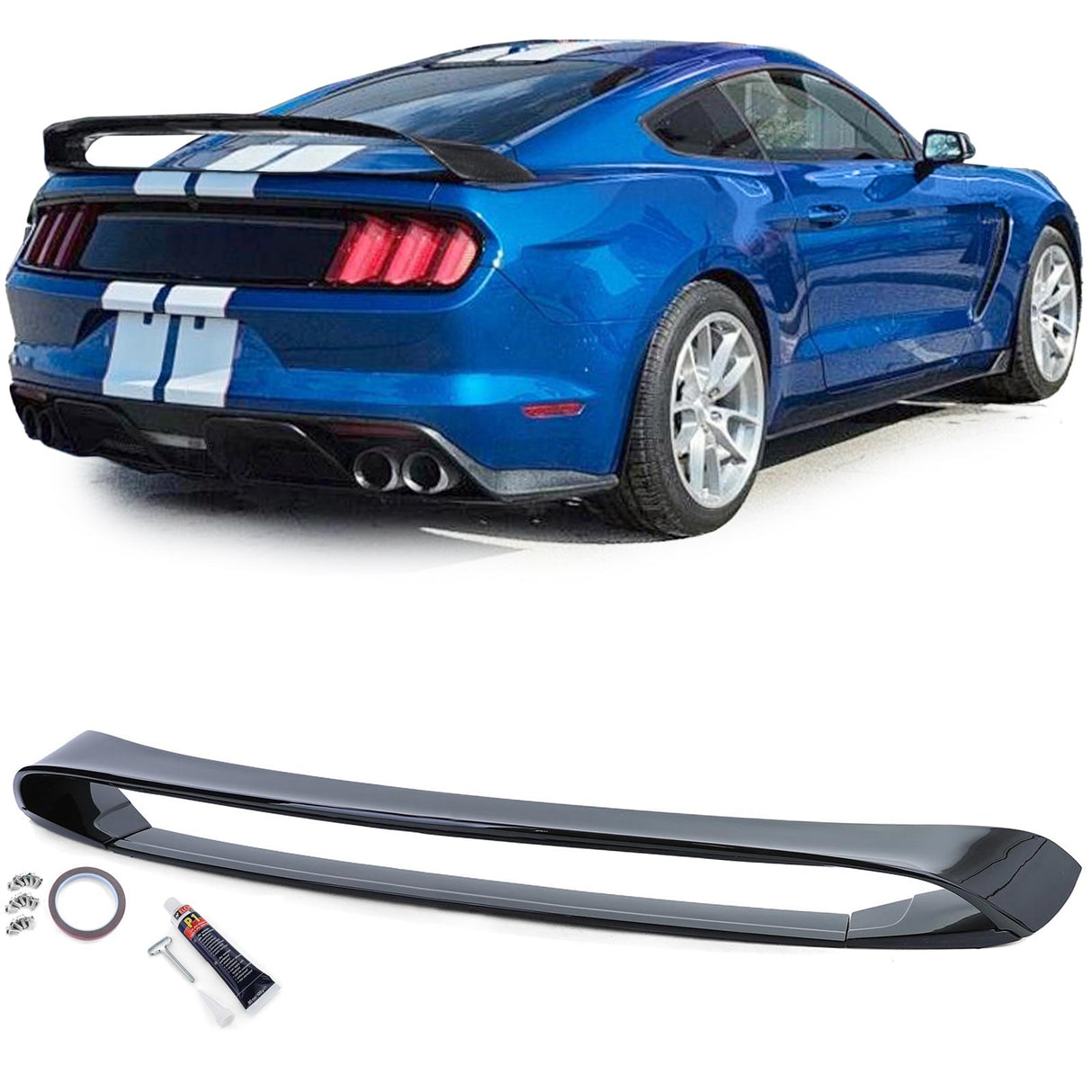 Ford Mustang Coupé 2014-2020 Spoiler Cofano GT Look, Nero Lucido