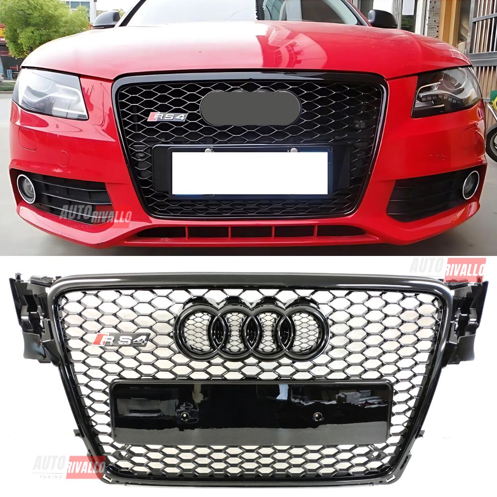 Griglia Anteriore RS4 Look Nero Lucido per Audi A4 B8 8K 2007-2011
