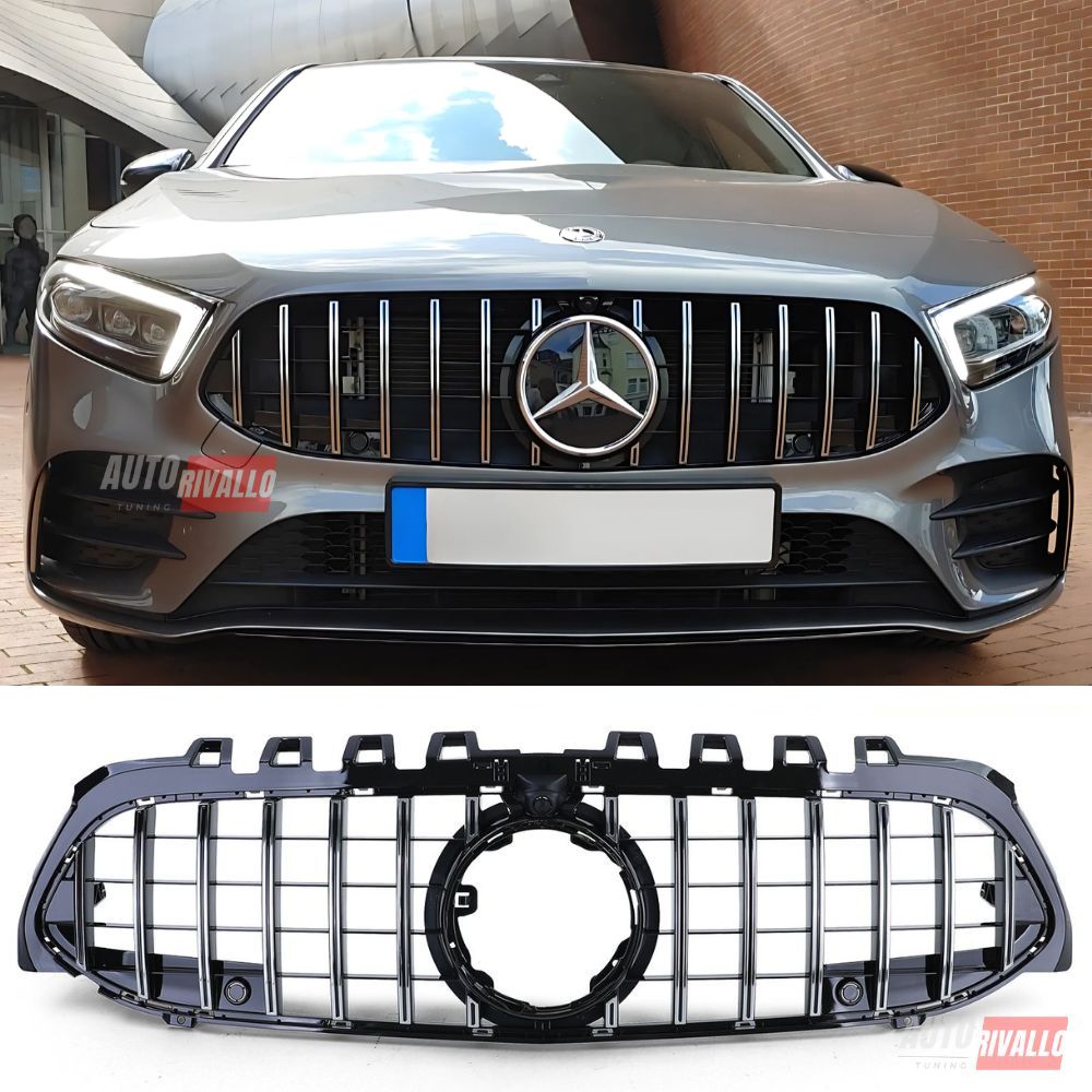 Griglia Calandra AMG A45 GTR Look Nero Cromato per Mercedes A W177 2018-2022