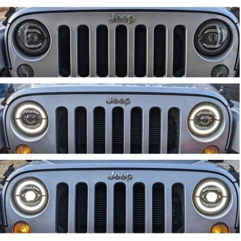 Jeep Wrangler llI JK 2007-2018 Fari Anteriori Full LED TFL Angel Eyes