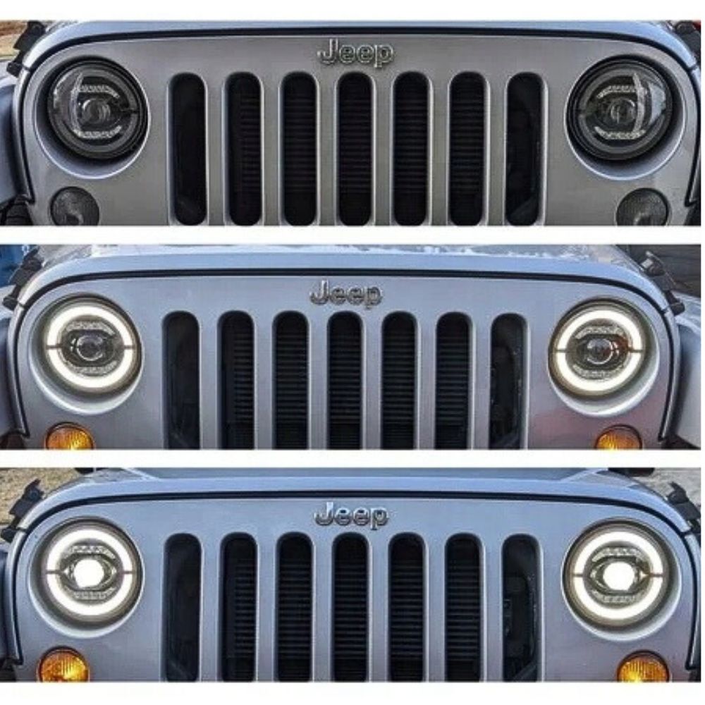 Jeep Wrangler ll 1996-2006 Fari Anteriori Full LED TFL Angel Eyes