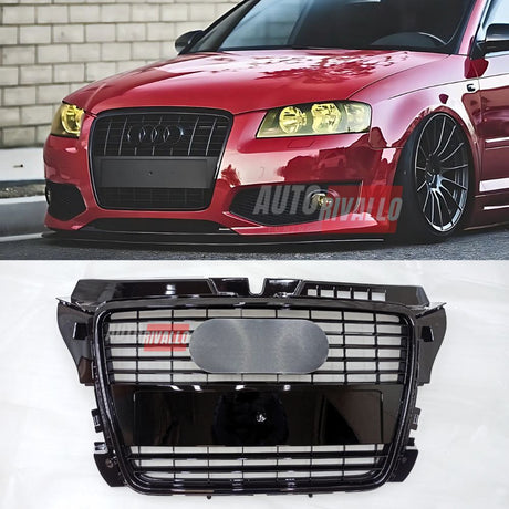 Mascherina S3 Look Audi A3 8P 2008-2012 Nero Lucido Calandra Griglia Anteriore