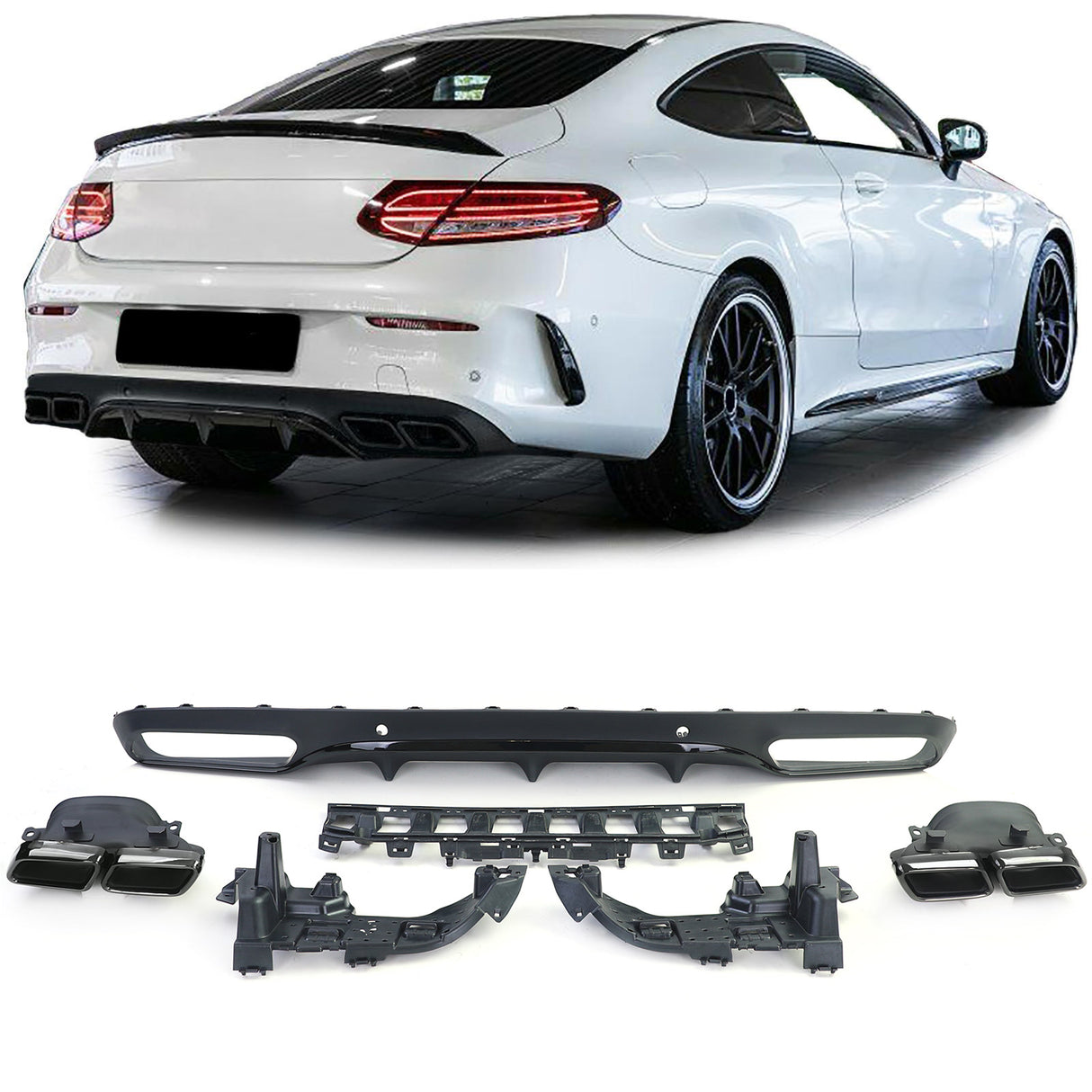 Mercedes C C205 Coupé 2015-2018 Diffusore Posteriore AMG C63 Look
