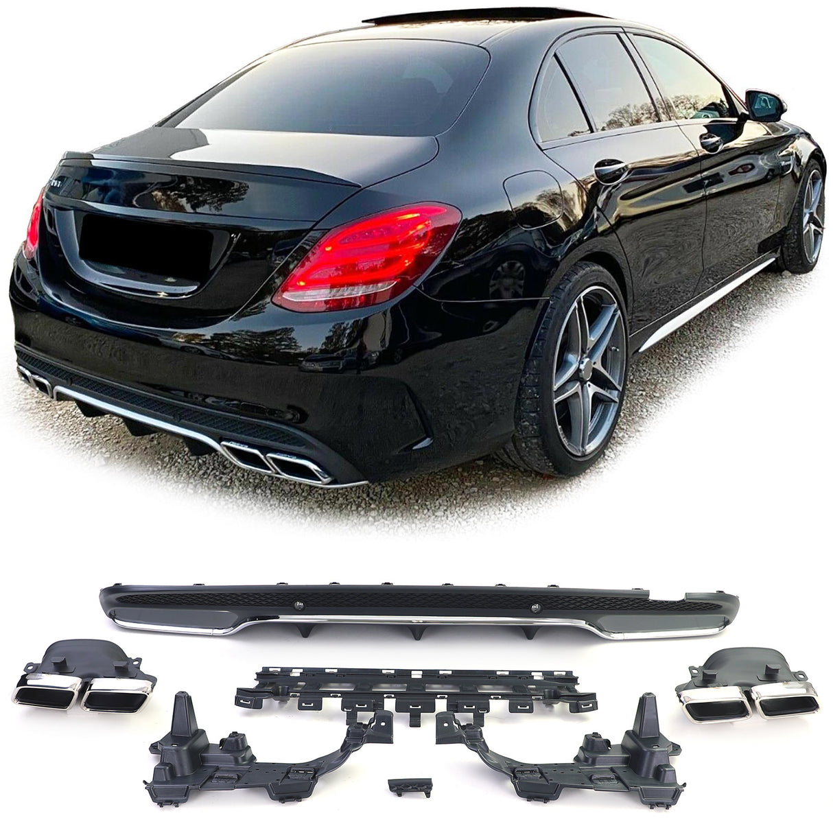 Mercedes C W205 2014-2018 Diffusore Posteriore AMG C63 Look